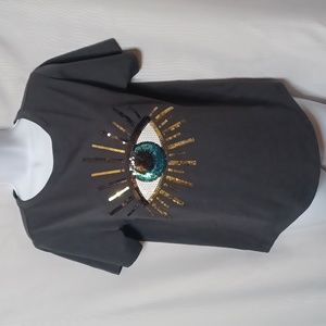 South Parade Dark Gray Top With Sequins Design Eye. Size S